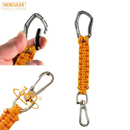 HERCULES Paracord Keychain Set – 2 Pack Lanyard Rope with Aluminum Clip, Durable Paracord Wrist Strap for Outdoor Activities, Orange - style: Orange