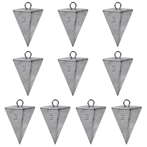 Pyramid Sinkers Fishing Weights, Saltwater Surf Fishing Sinkers Triangle Fishing Weights for Ocean Saltwater Surf Fishing Gear Tackle 1oz 2oz 3oz 4oz 5oz 6oz 8oz - color: 3oz - 10pcs