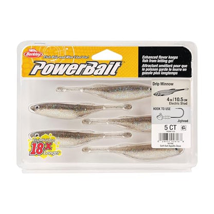 Berkley PowerBait Drip Minnow Fishing Soft Bait - color: Electric Shad, size: 4"