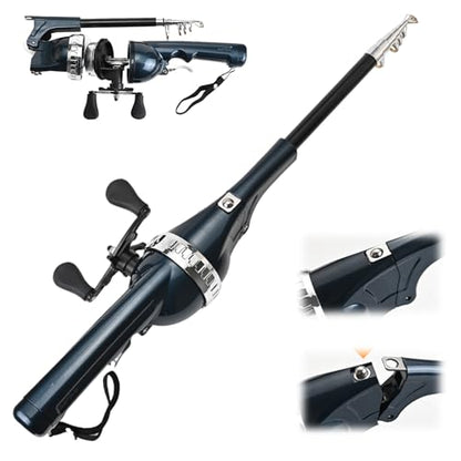 Foldable Fishing Rod, 2025 New Easy Fish Collapsible Folding Pole, Pocket Telescopic Fishing Rod with Reel Combo, Rod and Wheel Integrated