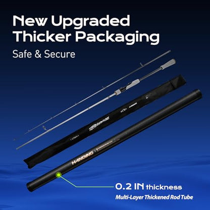 HANDING Pioneer Fishing Rod 2-Piece Baitcaster Rod & Spinning Rod | Ideal for Bass Trout Walleye Freshwater All-Purpose Rod. 24T Carbon Fiber EVA Handle Titanium Oxide Guide Rings - size: 8' - M - Moderate Fast-2pcs