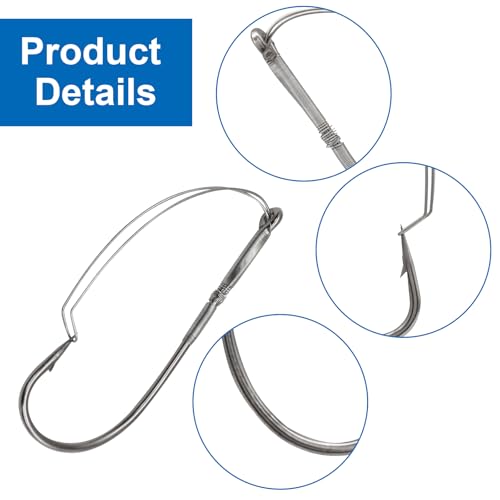 Weedless Wacky Rig Hooks - Super Strong Bass Fishing Hooks with Wire Guard, Sharp High Carbon Steel Metal Hooks for Freshwater & Saltwater - size: 3/0
