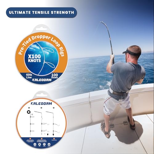 20lb-70lb 100knots Pre-Tied Dropper Loop Fishing Rig, 18" Spacing, 5.5" Loop Size, Ideal for Saltwater & Freshwater Fishing - size: 60LB-100knots
