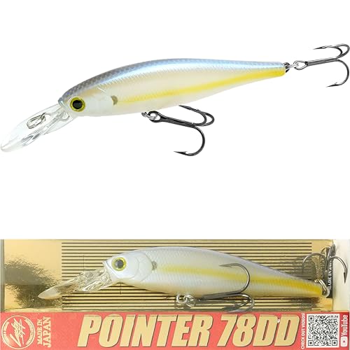 LUCKY CRAFT Pointer 78DD Freshwater Fishing Lure and Gear for Bass & Trout, 3 inch Deep Diving Suspending Jerkbait Fishing Line, Pressure-Ready Fish Bait, Premium Gear for Tackle Box, - color: 250 Chartreuse Shad