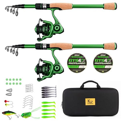 Telescopic Fishing Combo, 6FT Carbon Fiber Rod with 3000 Spinning Reel, Lightweight Kit with Carrier Bag for Bass Trout Catfish Freshwater Saltwater Travel