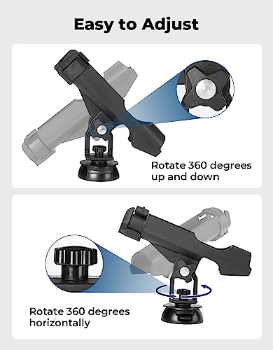KEMIMOTO Kayak Fishing Rod Holder Fishing Pole Holder - T-Shaped Screw Mounted/Track Mount On Rail 360° Adjustable with Lock System for Kayak, Canoe, Fishing Boat Accessories