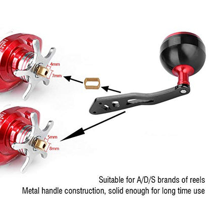 Tbest Knob Power Handle Grip,Fishing Reel Handle CNC Knob with Fittings Replacement Parts Accessory - color: Black+Red