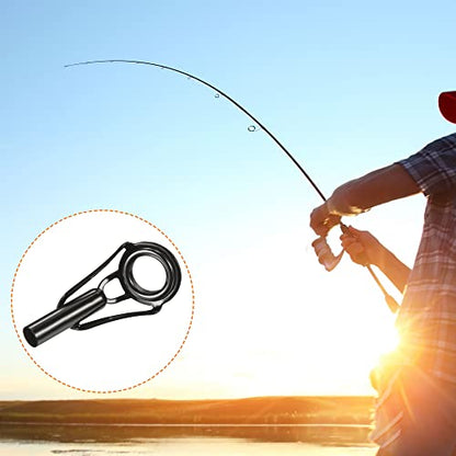 PATIKIL Tube Dia Fishing Rod Tips Repair Kit, Stainless Steel Black Guide Ring for Fishing - size: 3.8mm