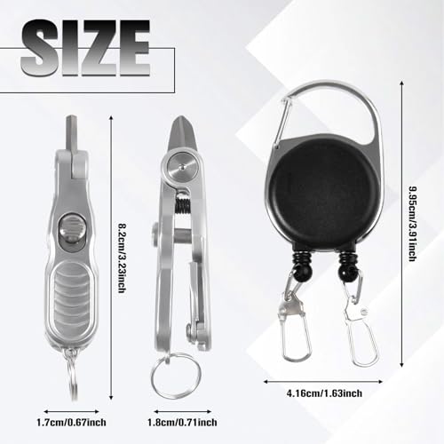 SPEEDWOX 3-in-1 Fishing Line Scissors with Retractors and Knot Tying Tool Accessories Zinc-Aluminum Alloy Stainless Steel Blade Fishing Tool for Cutting Mono and Fluoro Lines with Storage Box