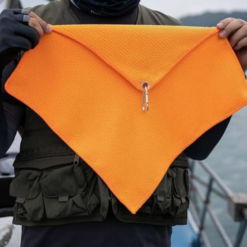 Fishing Towel Highly Absorbent Hanging Fishing Cloth Quick Texture Towel with Clip for Fishermen, Anglers, Boating, Camping, Gray - color: Gray
