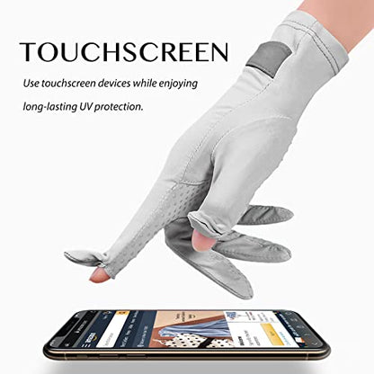 SayWow Driving Gloves Women for Sun UV Protection UPF 50+ Touchscreen Full Finger - color: Grey