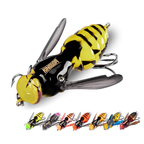 Kingdom Wasp Crawl Bait Insect Bionic Floating Fishing Lures Swimbaits Hard Artificial Baits Lure Freshwater and Saltwater Bass Carp Pike Walleye Fishing ABS Material Carbon Steel Three Book Hook - color: 06, size: 6.6g