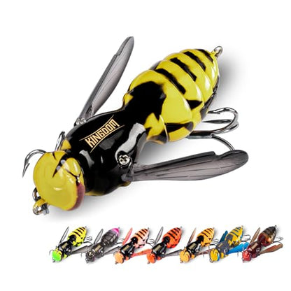 Kingdom Wasp Crawl Bait Insect Bionic Floating Fishing Lures Swimbaits Hard Artificial Baits Lure Freshwater and Saltwater Bass Carp Pike Walleye Fishing ABS Material Carbon Steel Three Book Hook - color: 06, size: 6.6g