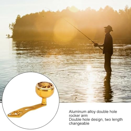 Baitcasting Reel Handle Replacement Parts, Aluminum Alloy Fishing Reel Rocker Arm with 8x5mm Mounting Hole, Lightweight Handle Grip for Baitcasting Reel Repair - color: Gold