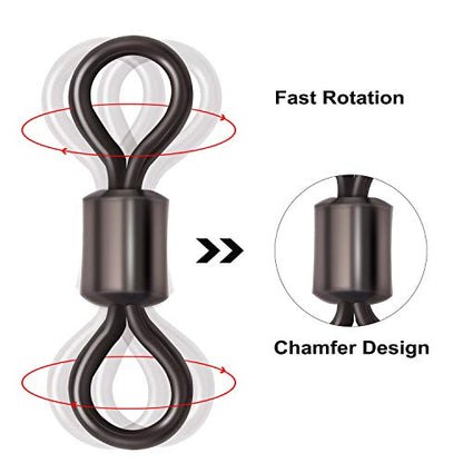 Rolling Barrel Fishing Swivel Black Nickle Fishing Hook Line Connector Fishing Tackle Accessories 30LB to 335LB 50-100pcs - size: 100pcs 3/0