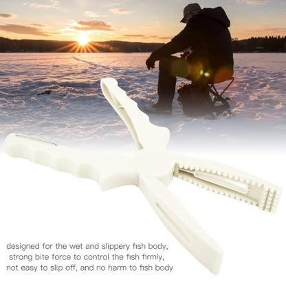 2 Pcs Fishing Pliers 8.1 Inch – ABS Fish Grip Clamp with Ergonomic Handle and Lanyard for Saltwater and Freshwater Fishing, Lightweight Portable Tackle Tool - color: White