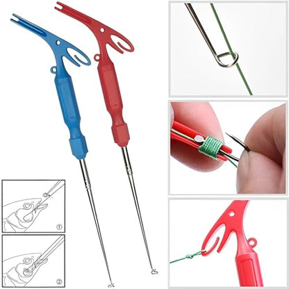 6 Pack Fish Hook Remover Tool 3in1 Fishing Hook Quick Removal Device Knot Tyer Fishing Knot Tying Tool Tying Fishing Line to Hooks Portable Fast Fishing Tie Hook
