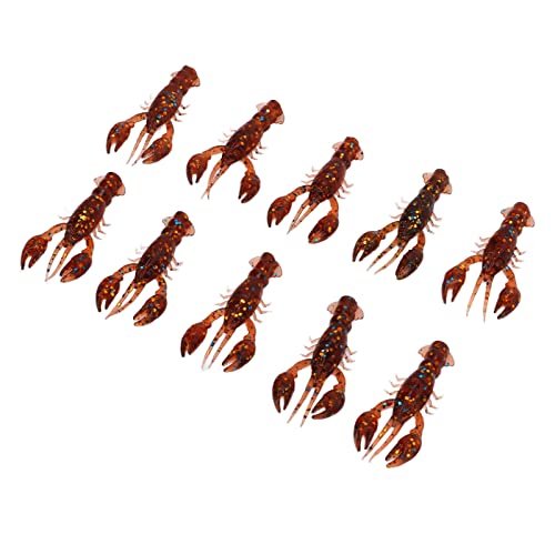 VINGVO Crawfish Lure, 10pcs Fishing Soft Plastic Bait Bass Fishing Lures Crayfish Lure Crawfish Bait PVC Shrimp Artificial Fishing Lures Bait for Carp Bass Fishing Freshwater Saltwater