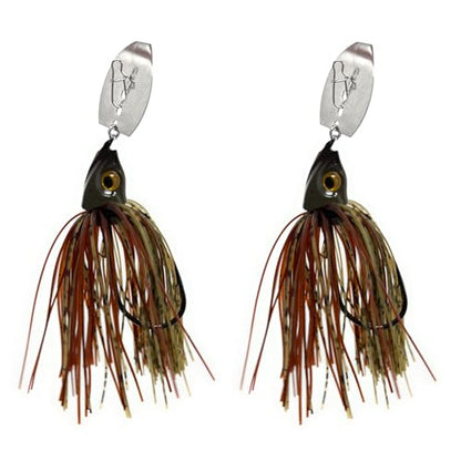 Reaction Tackle Tungsten Bladed Swim Jig Heads - Vibrating Chatter Jig with Silicone Skirt for Bass Walleye Pike (2-Pack) - color: Dark Pumpkin/Brown, size: 1/2 Oz