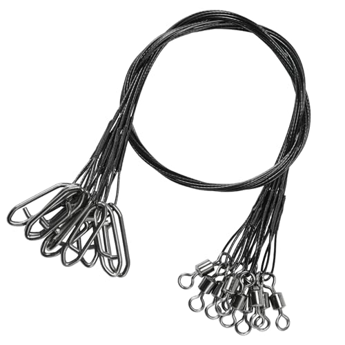 QISHUO High Strength Fishing Leaders Wire Rigs Freshwater Fishing Leader Stainless Heavy Steel Wire Leaders Saltwater Black Nickel - size: Size #4 (11.8in-50lb) 30pcs
