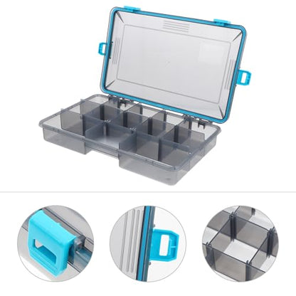 Fishing Lure Storage Box Waterproof Large Utility Tackle Box with Adjustable Dividers and Four Lock Closures Blue for Fishing Gear and Bait Organization