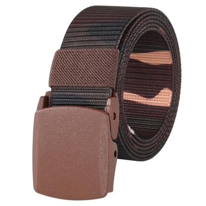 Mile High Life | Nylon Web Belt | Outdoor Military Belt | TSA Safe Buckle Plastic/Metal - color: Camo Brown