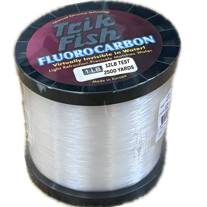 TrikFish Fluorocarbon Fishing Line – Fluoro Fishing Line for Freshwater & Saltwater Fishing – Ultra Strong, Virtually Invisible Underwater, and Smooth Casting – Premium Clear Fishing Line - size: 1lb Bulk Spool, style: 12lb Test