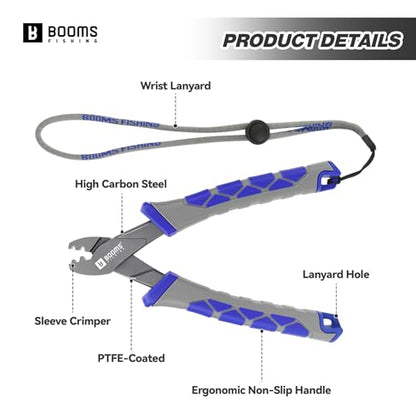 Booms Fishing Crimping Pliers Tool: 6.5in Crimper for Single Barrel - 300pcs Sleeves and Lanyard Included, XW41 - style: Crimper with 300pcs Sleeves