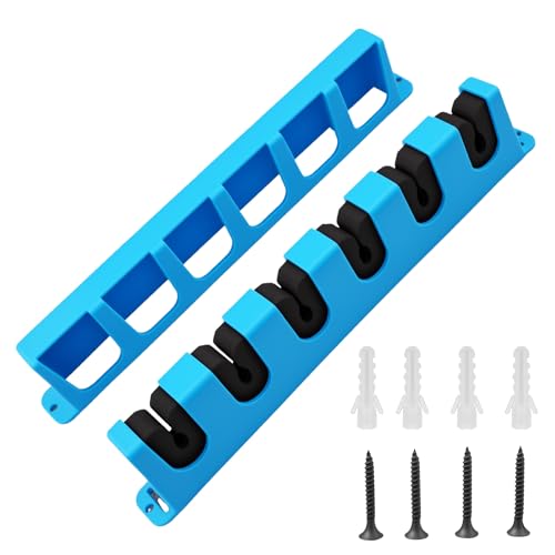 Heran Vertical Fishing Pole Holders for Garage, Wall-Mounted Fishing Rod Rack, Stores Up to 6 Rods, Space-Saving EVA & ABS Base, Ideal for Garages, Boats, and Sheds, Fits Most Rod Diameters