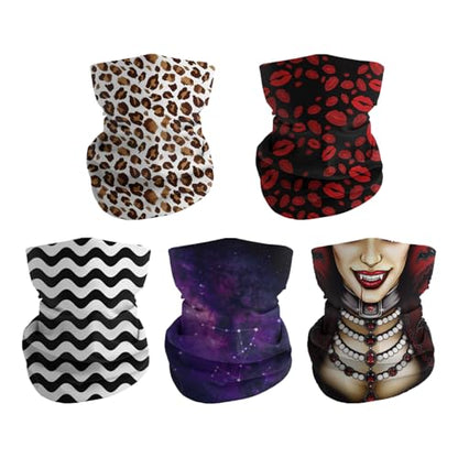 Breathable Neck Gaiter UPF 30+ Sun Protection Face Mask for Men & Women - color: 5pcs-series-4