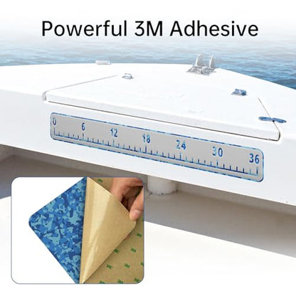 HZshark EVA Foam Fish Measuring Board, Fish Ruler with 3M Self-Adhesive Backing, 36" Fishing Tape Measure for Boats Sailboats Yachts Kayaks - color: Light Grey with Ocean, size: 4.5"*36"