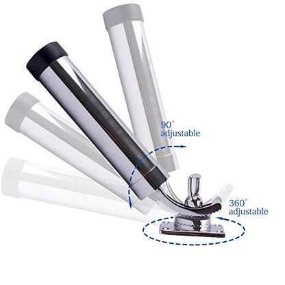 Deck Mount Fishing Rod Holder, Marine Grade Stainless Steel Adjustable Fishing Rod Holders, Support for Marine Boat Yacht - color: Silver 2 x 8201SA