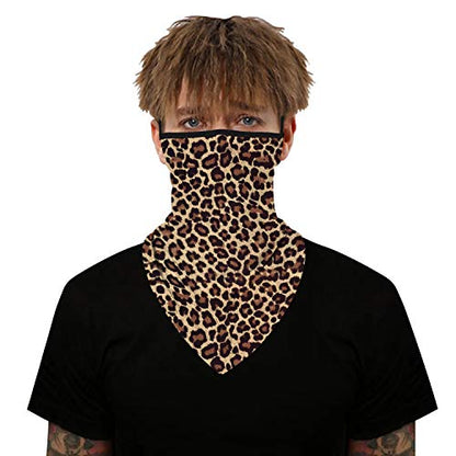 YAYOUREL Neck Gaiter Face Mask Bandanas for Men Women UV Face Scarf Cover Ear Loop Hole Facemask for Fishing Running Cycling - color: Brown Black