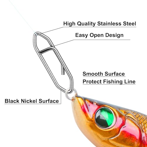 100PCS Fishing Speed Clips, Fishing Swivels & Snaps, High Strength Speed Clips for Fishing Lures, Quick Change Snap Set, Freshwater Saltwater Lure Connector Tackle - color: Silver