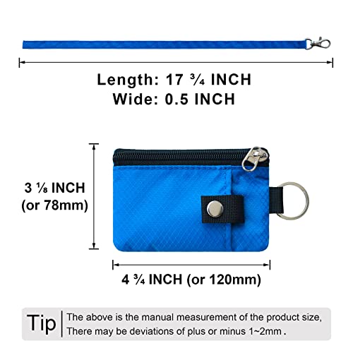 CHENSPRX Minimalist RFID Blocking Small Wallet with ID Window,WaterResistant Zip Id Case Wallet with Lanyard Keychain for Cards,Cash,Travel,Women,Men - color: Blue