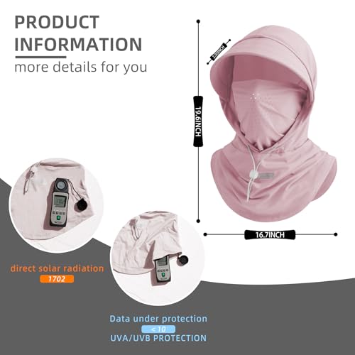 Cooling Breathable Balaclava Full Face Mask with Wide Brim Sun UV Protection Hood for Men Women Fishing Motorcycle Skiing - color: Pink