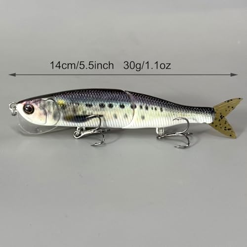 Topwater Artificial Bionic Wobbler Fishing Lure, 5.5in/1.02oz Slow Sinking Simulation Multi Jointed Hard Bait, Fishing Accessories for Freshwater & Saltwater - color: Sardine