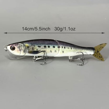 Topwater Artificial Bionic Wobbler Fishing Lure, 5.5in/1.02oz Slow Sinking Simulation Multi Jointed Hard Bait, Fishing Accessories for Freshwater & Saltwater - color: Sardine