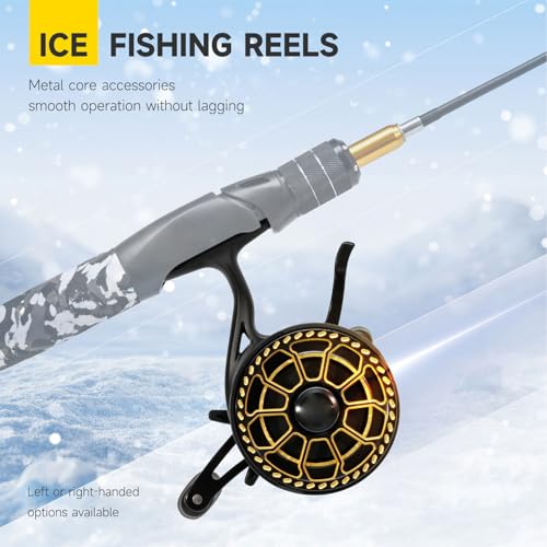 Keenso Ice Fishing Reel,Magnetic Drop System Inline Ice Fishing Reel 3.0:1 High Speed for Deep Sea River Lake