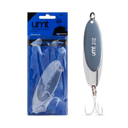 UMT Chrome Fishing Spoon Lure 3/4oz,1oz, 2oz – Sharp 3/0 Treble Hook for Freshwater & Saltwater Bluefish, Trout, Steelhead 1, 5, 10 Pack Options - size: 1 Pack