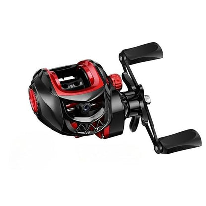 Metal + Nylon Baitcasting Reel - 7.2:1 High-Speed, Metal Spool, Dual Magnetic Brake, 8kg Drag, Long-Casting Anti-Backlash Lure Reel for Bass & Multi-Species Fishing - color: Red
