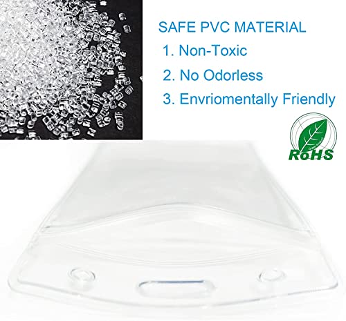 Thick ID Card Name Badge Holder Heavy Duty Waterproof Clear Plastic PVC Vertical Sleeve Pocket Resealable (Vertical, 200 Pcs) - color: Vertical, size: 200 Pcs