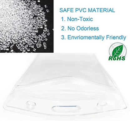 Thick ID Card Name Badge Holder Heavy Duty Waterproof Clear Plastic PVC Vertical Sleeve Pocket Resealable (Vertical, 200 Pcs) - color: Vertical, size: 200 Pcs