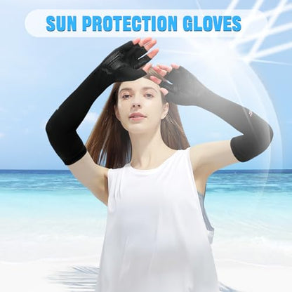 UV Protection Gloves - Non Slip Sunblock Gloves for Summer Outdoor Fishing & Driving - color: Gray Blue
