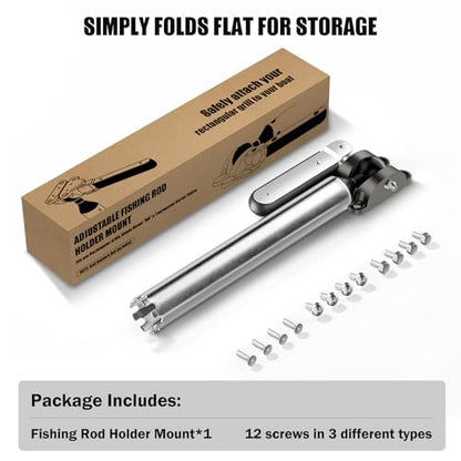 Buzzlett Rod Holder Mount Compatible with Magma Marine Rectangular Grills, Rustproof and Corrosion Resistant, Multi-Angle Adjustable, Ideal for Boat & Fishing Boat BBQs