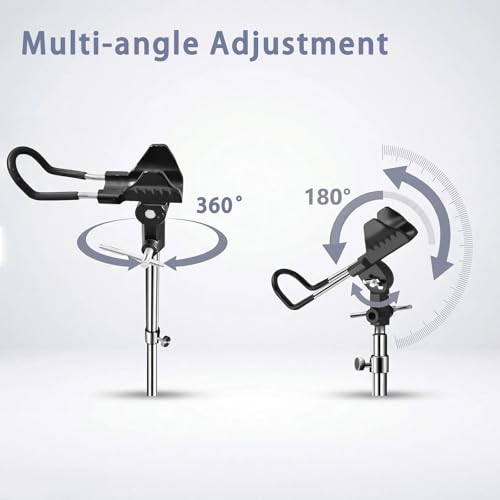 2 Pack Fishing Rod Holder – Telescopic Fishing Rod Stand, 360° Rotatable Adjustable Metal Tube Bracket, Dual-Use Fishing Pole Holders for Ground, Heavy Duty Support for Bank Fishing & Shore Fishing