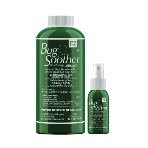 Bug Soother Natural Insect Repellent Spray, DEET-Free 16 oz. Refill | Plant Based | Repels Mosquitos, Gnats & No See'ums | Family Safe | Made in the USA - color: 16 Oz + 1 Oz