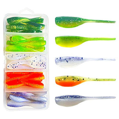 50pc Crappie Jigs Lure Set - 2in Bait, Jig Heads & Hooks for Versatile Fishing - color: C:50pcs crappie lures