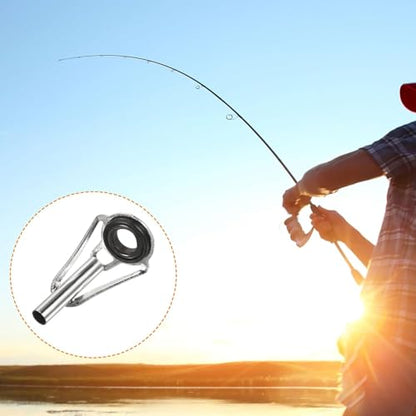 50 Pieces Fishing Rod Tip Repair Kit Rod Tips Kit Replacement for Freshwater Saltwater Rods Stainless Steel Ceramic Ring Guide Replacement Kit