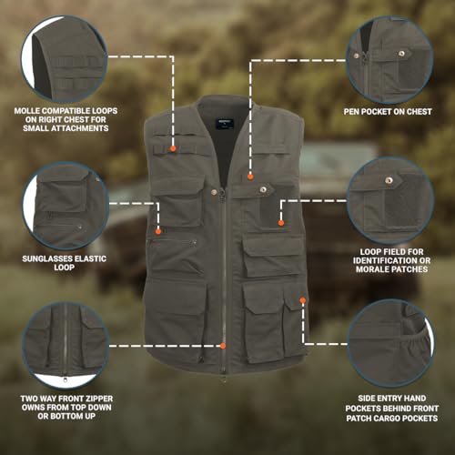 Edgetec Outdoor Utility Vest, Fishing, Hunting, Tactical Ripstop - color: Ranger, size: 4X-Large
